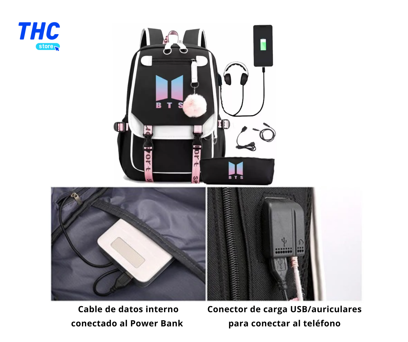 MOCHILA CASUAL KPOP BTS - NEGRO