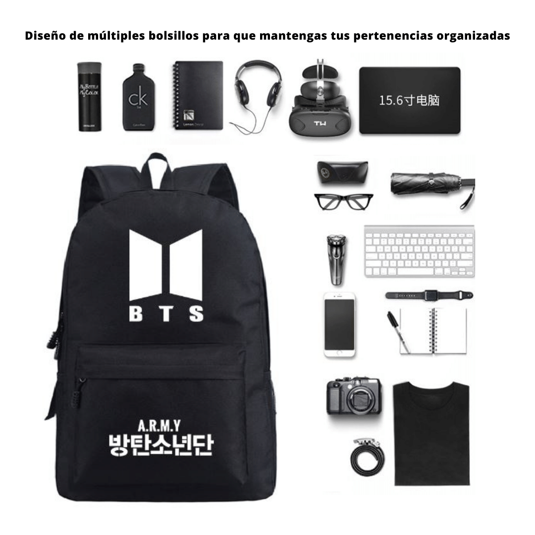 MOCHILA LUMINOSA BTS - NEGRO